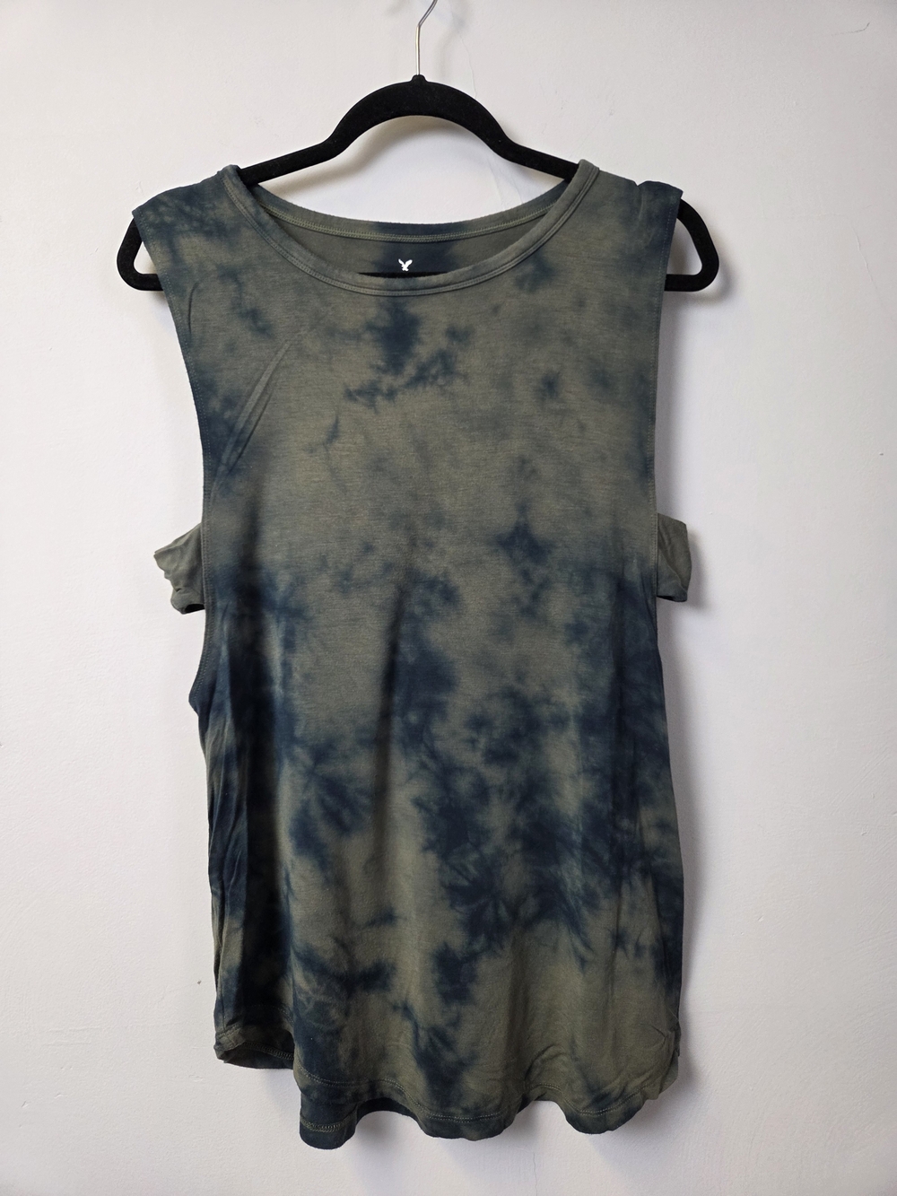American Eagle Outfitters Olive and Navy Tie-Dye Muscle Tank